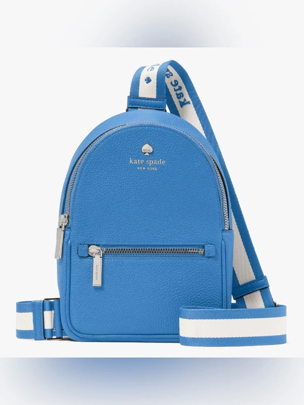 Kate Spade Emma Small Blue Pebbled Leather sling Backpack Like new $379 retail